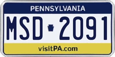 PA license plate MSD2091