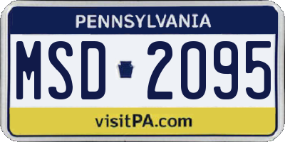 PA license plate MSD2095