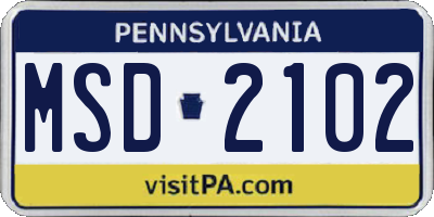 PA license plate MSD2102