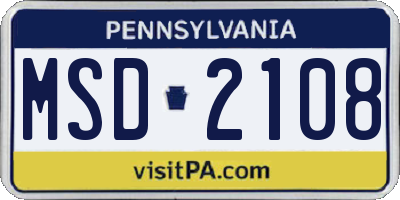 PA license plate MSD2108