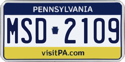 PA license plate MSD2109