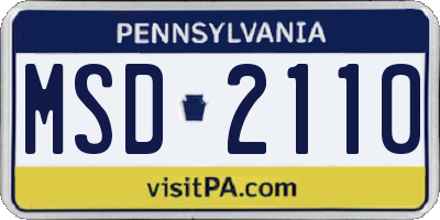 PA license plate MSD2110