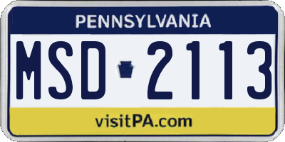 PA license plate MSD2113