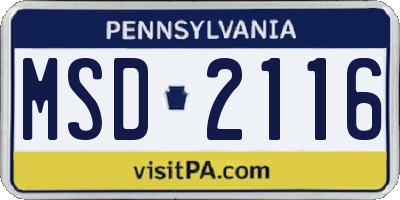 PA license plate MSD2116