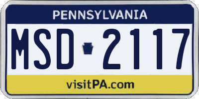 PA license plate MSD2117
