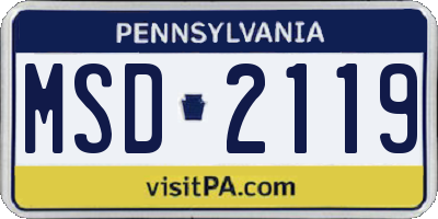 PA license plate MSD2119