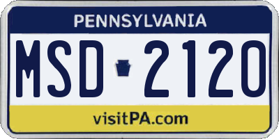 PA license plate MSD2120