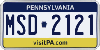 PA license plate MSD2121