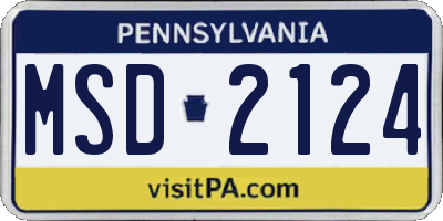 PA license plate MSD2124