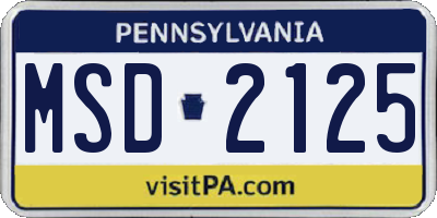 PA license plate MSD2125