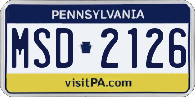 PA license plate MSD2126