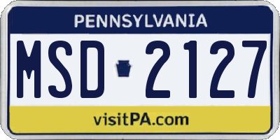PA license plate MSD2127