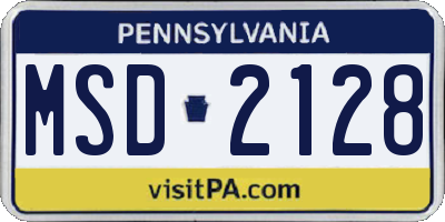 PA license plate MSD2128