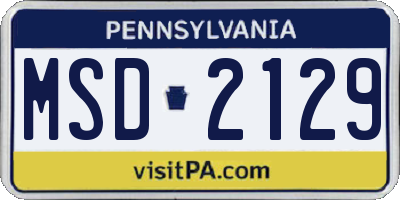 PA license plate MSD2129
