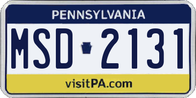 PA license plate MSD2131