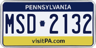 PA license plate MSD2132