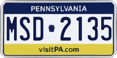 PA license plate MSD2135
