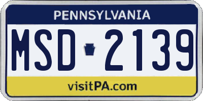 PA license plate MSD2139