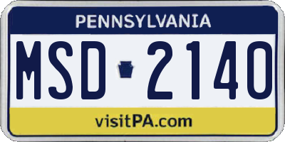 PA license plate MSD2140