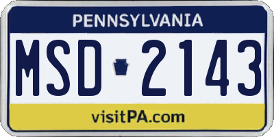 PA license plate MSD2143