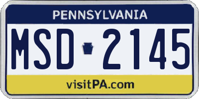 PA license plate MSD2145