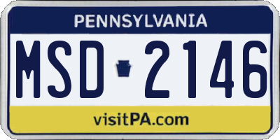 PA license plate MSD2146