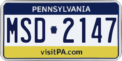 PA license plate MSD2147