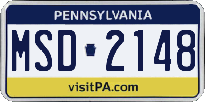 PA license plate MSD2148
