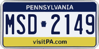PA license plate MSD2149