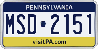 PA license plate MSD2151