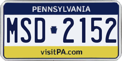 PA license plate MSD2152
