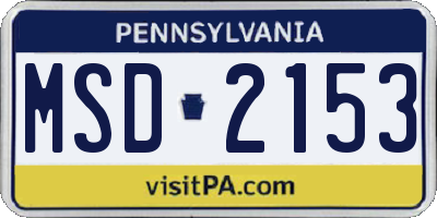 PA license plate MSD2153