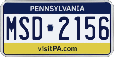 PA license plate MSD2156