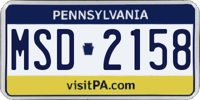 PA license plate MSD2158