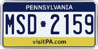 PA license plate MSD2159