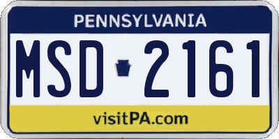 PA license plate MSD2161