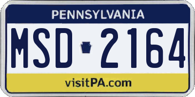 PA license plate MSD2164