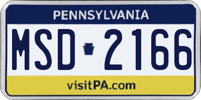 PA license plate MSD2166