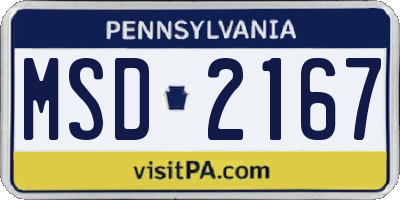 PA license plate MSD2167