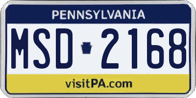 PA license plate MSD2168
