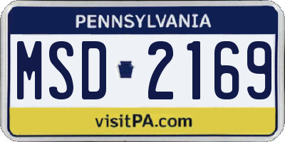 PA license plate MSD2169