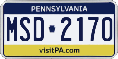 PA license plate MSD2170