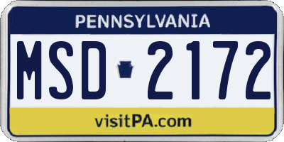 PA license plate MSD2172