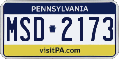PA license plate MSD2173