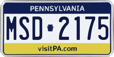 PA license plate MSD2175
