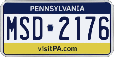PA license plate MSD2176