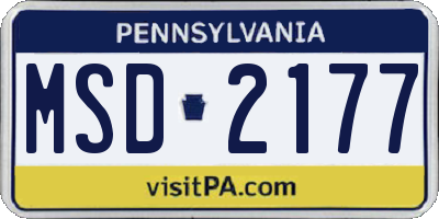 PA license plate MSD2177