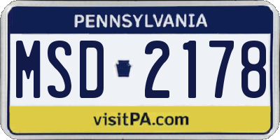 PA license plate MSD2178