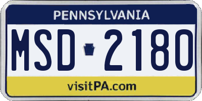 PA license plate MSD2180