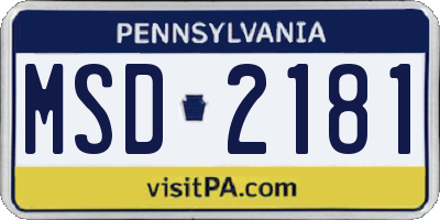 PA license plate MSD2181